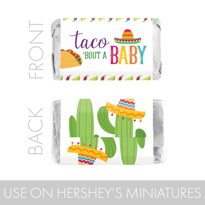 Taco 'about a Baby Shower Mini Candy Bar Wrapper Stickers - 45 Count