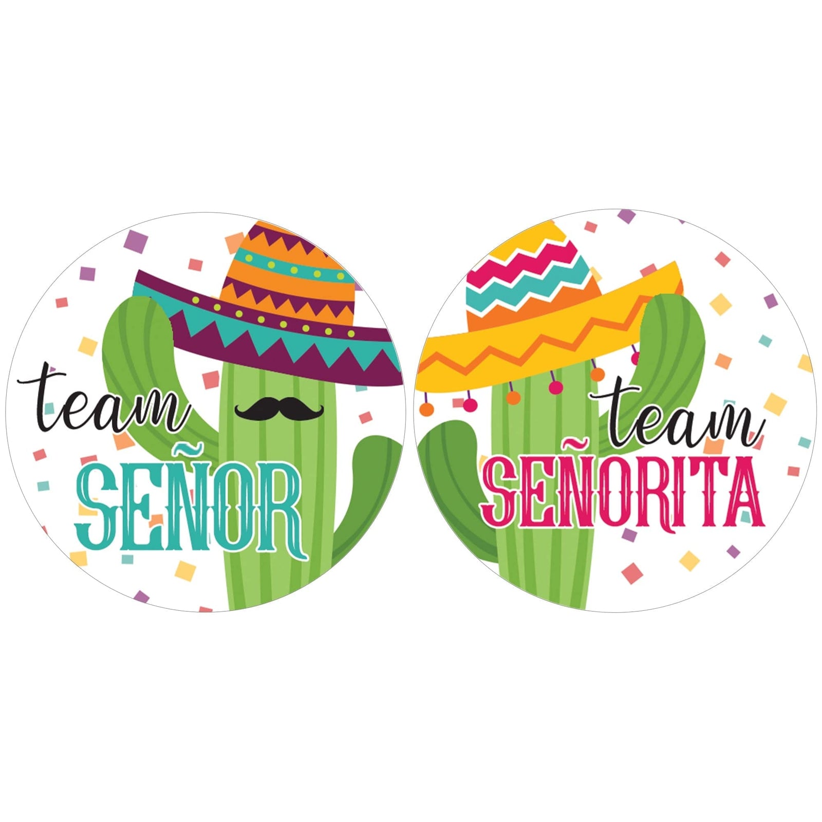 Taco 'Bout a Baby: Baby Gender Reveal "Team Señor or Señorita" Stickers - 40 Stickers - Distinctivs Party