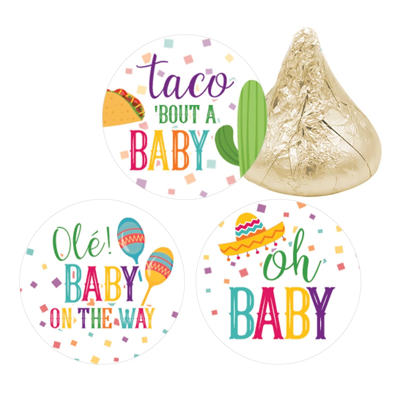 Taco 'Bout a Baby: Baby Shower - Favor Stickers - Fits on Hershey's Kisses - 180 Stickers - Distinctivs Party