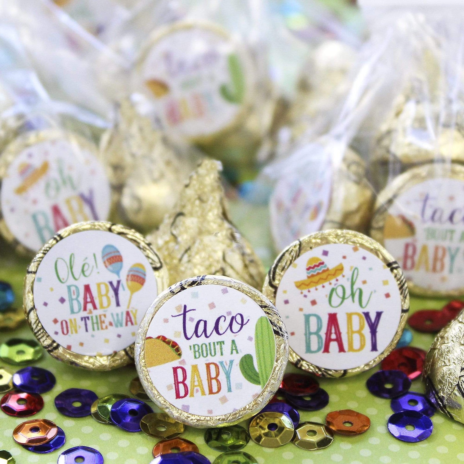 Taco 'Bout a Baby: Baby Shower - Favor Stickers - Fits on Hershey's Kisses - 180 Stickers - Distinctivs Party