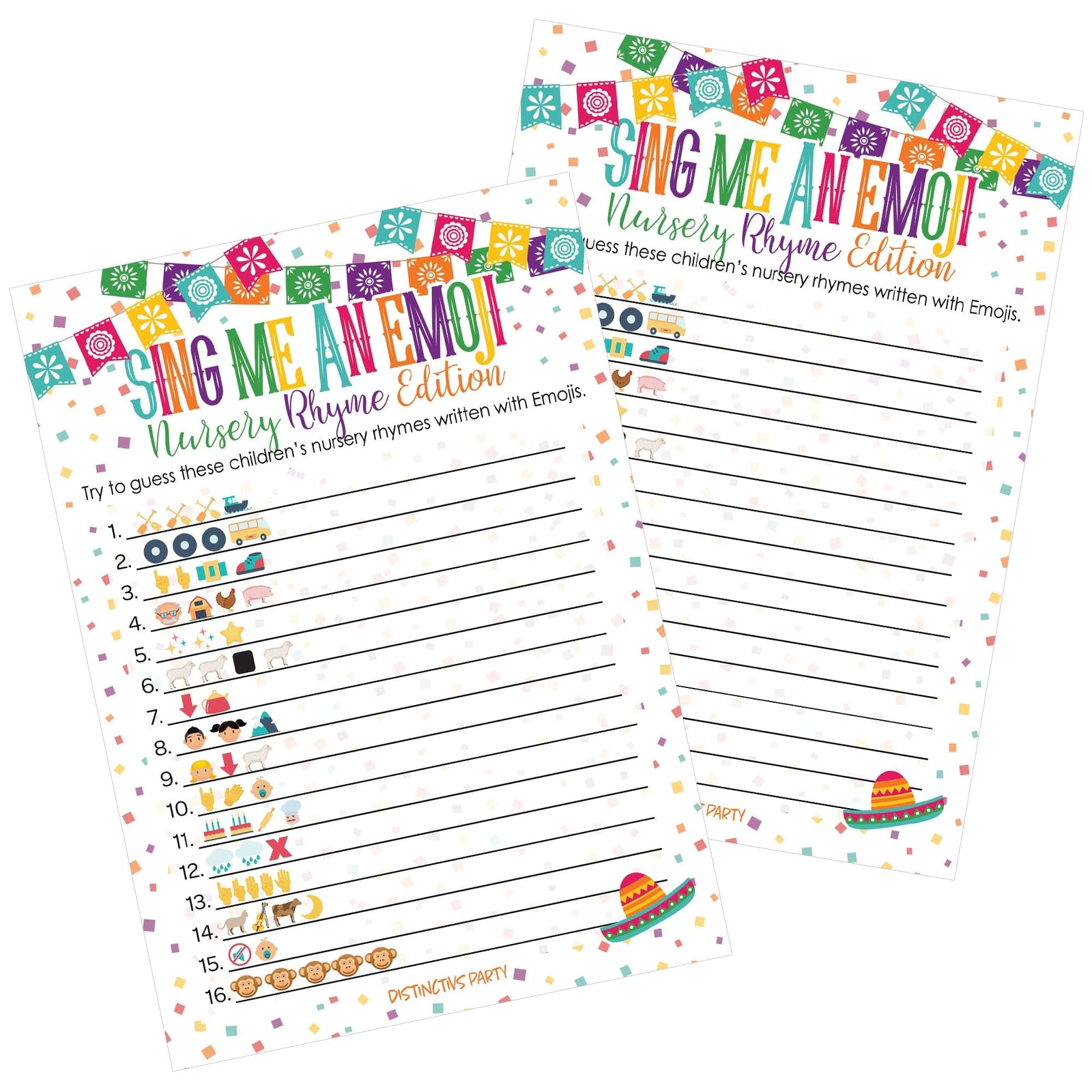 Taco 'Bout a Baby:  Baby Shower Game - Nursery Rhyme Emoji Game - 20 Cards - Distinctivs Party