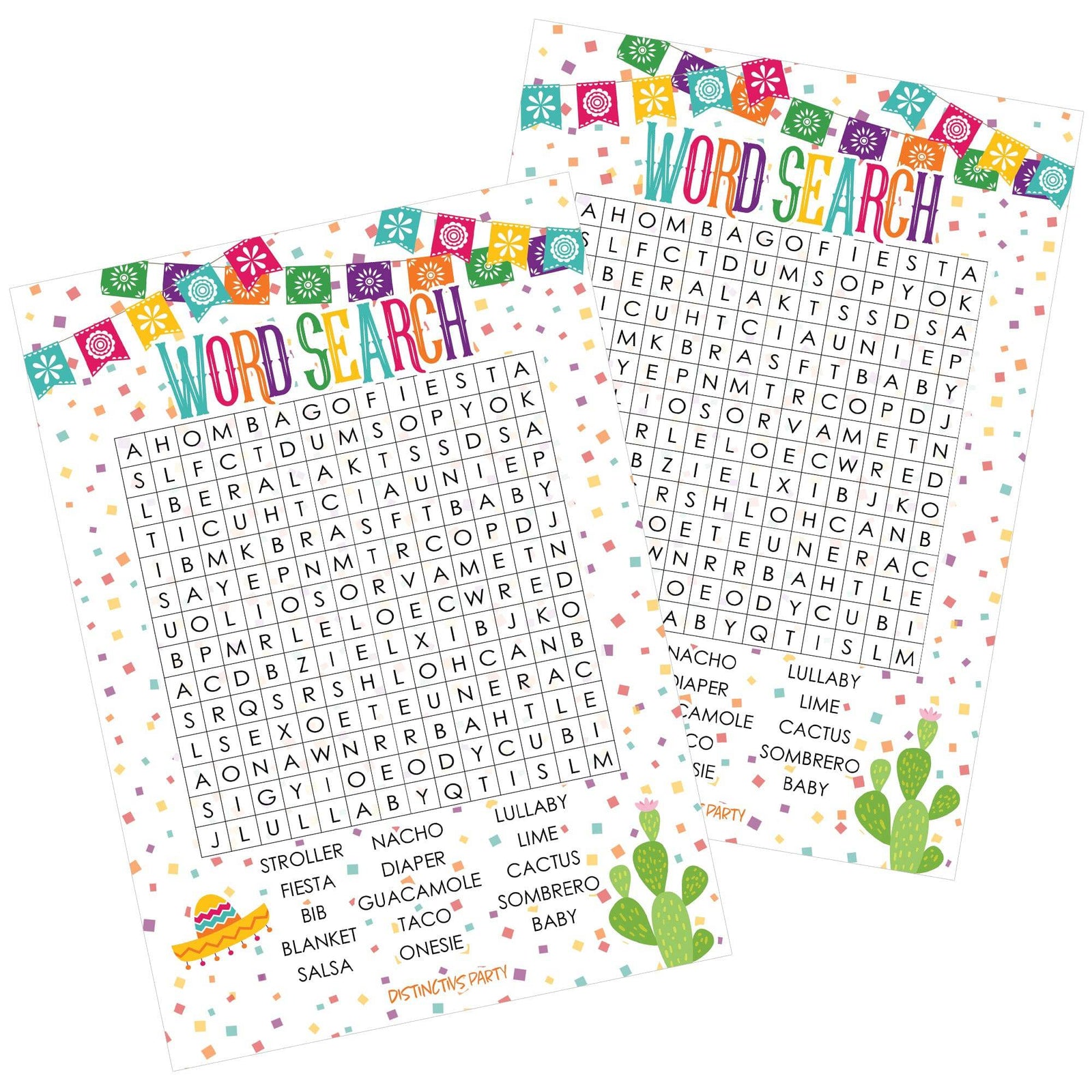 Taco 'Bout a Baby: Baby Shower Game - Word Search Baby Shower Party Game - 20 Cards - Distinctivs Party