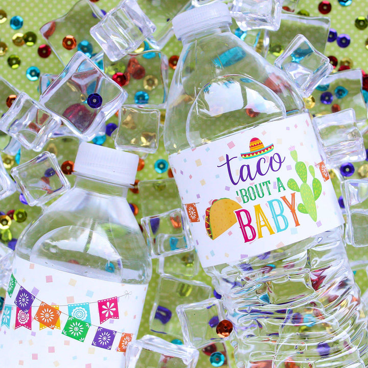 Taco 'bout a Baby Shower Fiesta Water Bottle Labels - 24 Count