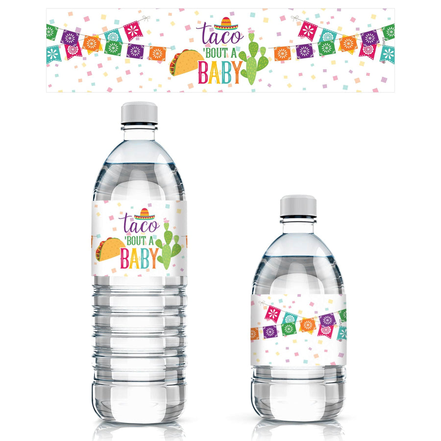 Taco 'bout a Baby Shower Fiesta Water Bottle Labels - 24 Count