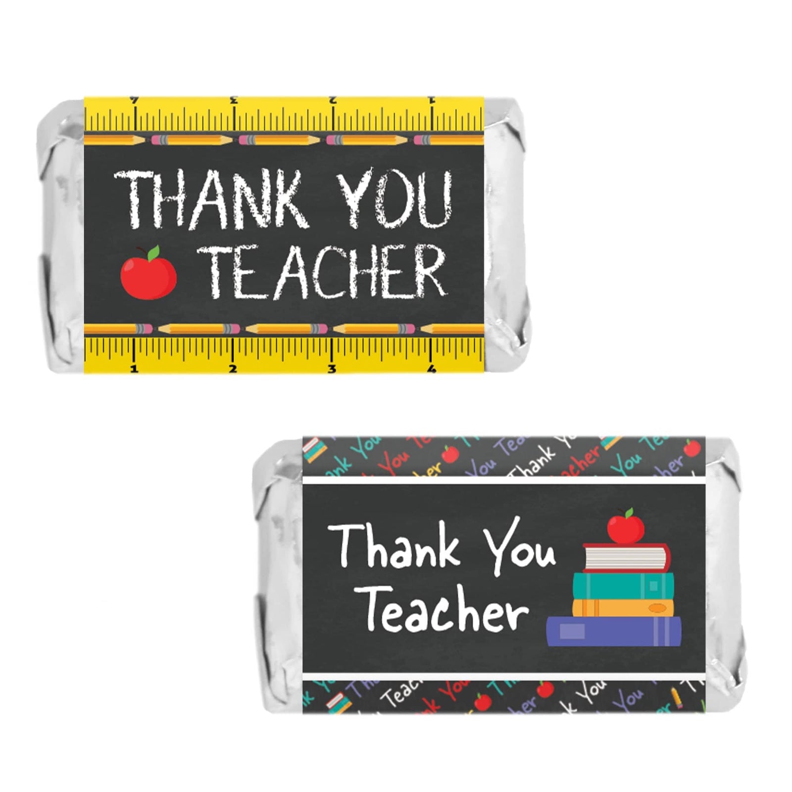 Teacher Appreciation Party: Thank You A+ Teacher - Candy Wrapper Labels - Fits on  Hershey® Miniatures - 45 Stickers - Distinctivs Party