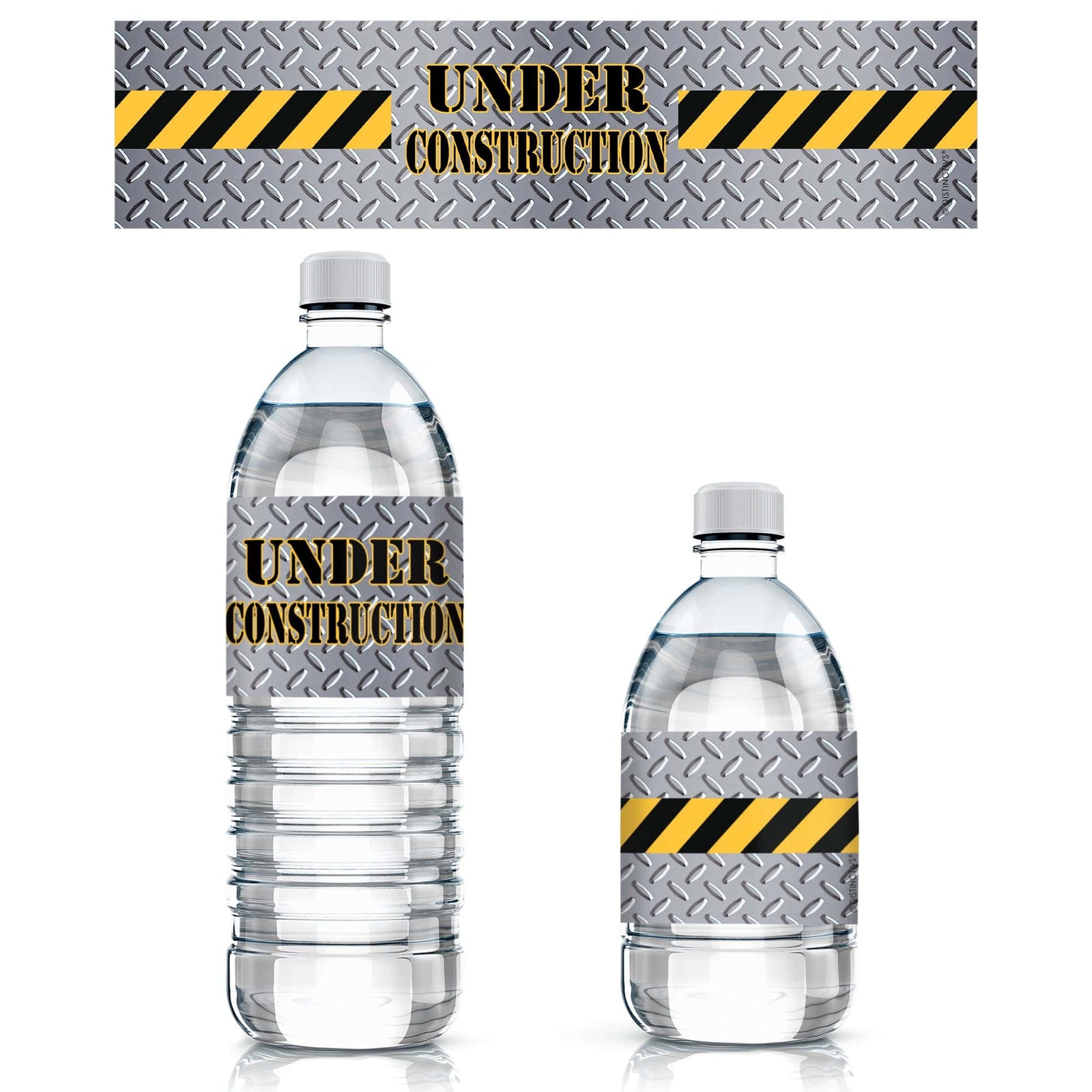 Under Construction: Kid's Birthday - Water Bottle Labels - 20 Waterproof Stickers - Distinctivs Party