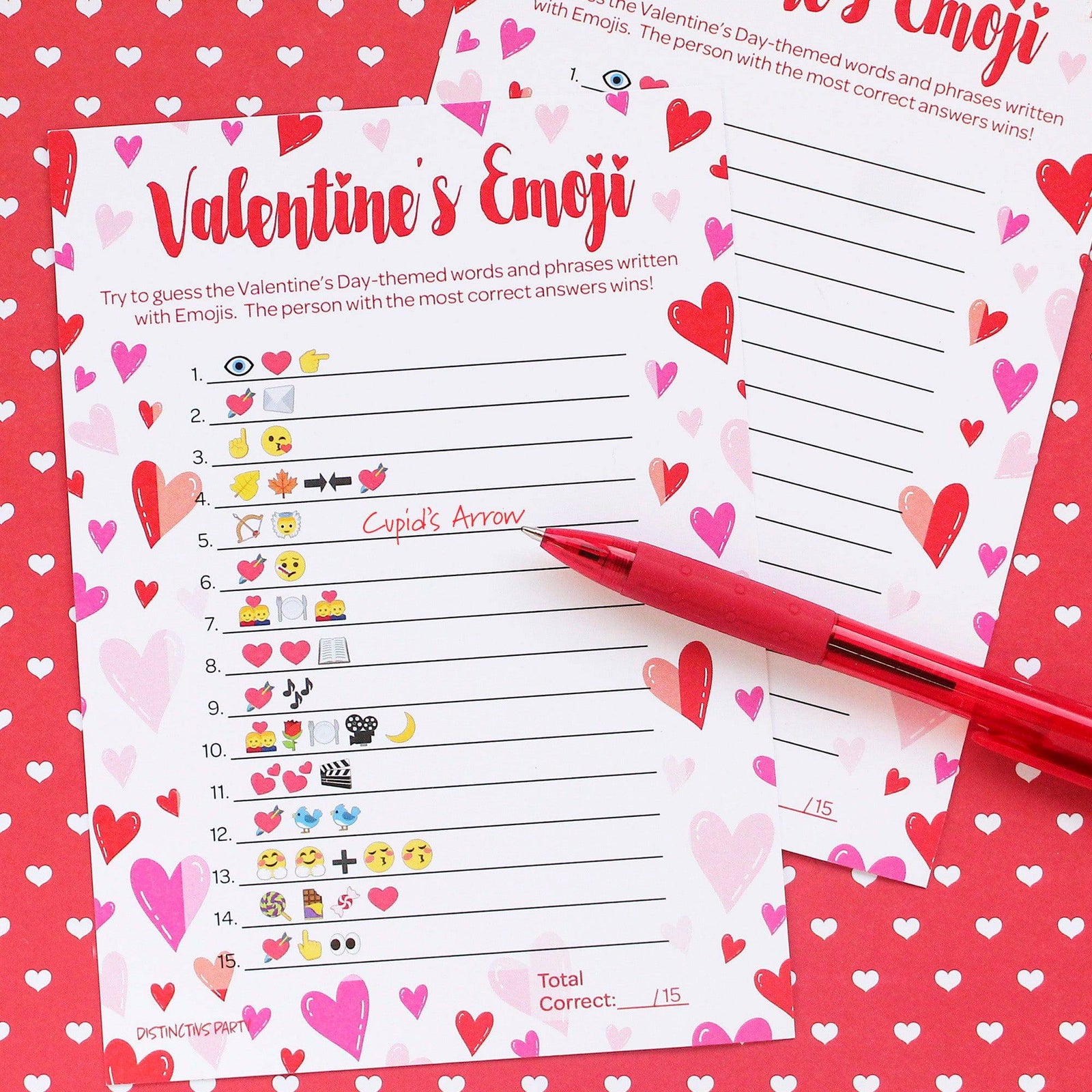 Valentine's Day Party Games: Emoji Party Game - Classroom Party Game - 25 Player Cards - Distinctivs Party