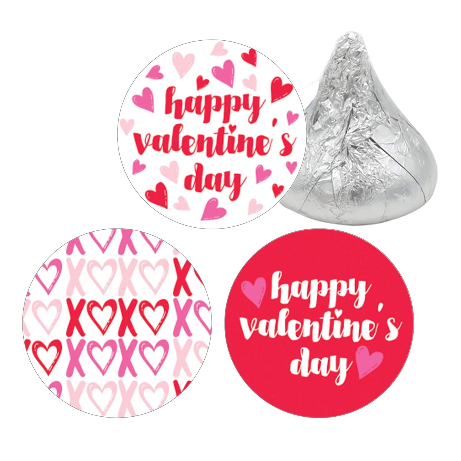 Valentine’s Day Party: Red - Candy Favor Stickers - Fits on Hershey® Kisses - 180 Stickers - Distinctivs Party