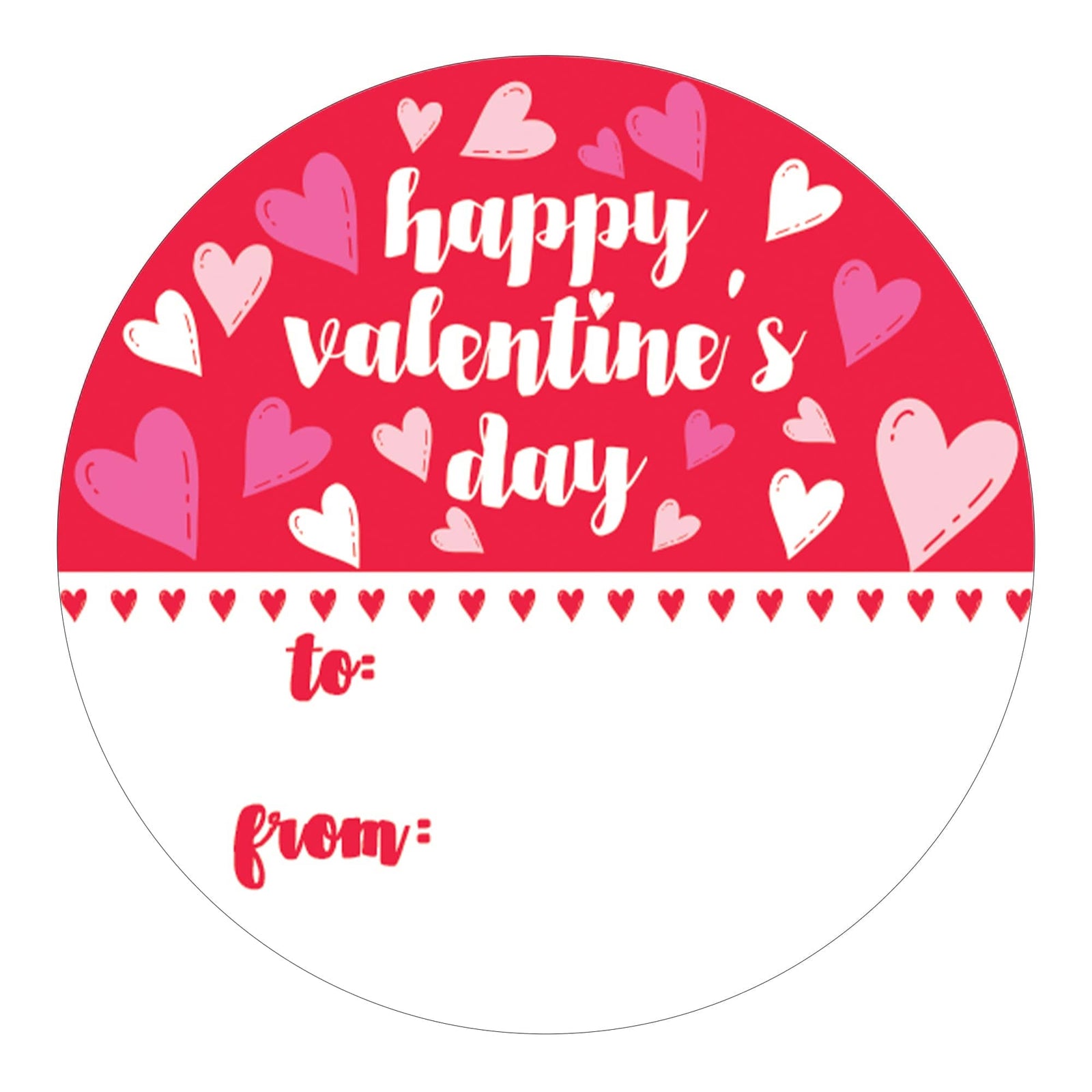 Valentine's Day Treat Stickers: Happy Valentine's Day Red- 40 Circle Stickers - Distinctivs Party