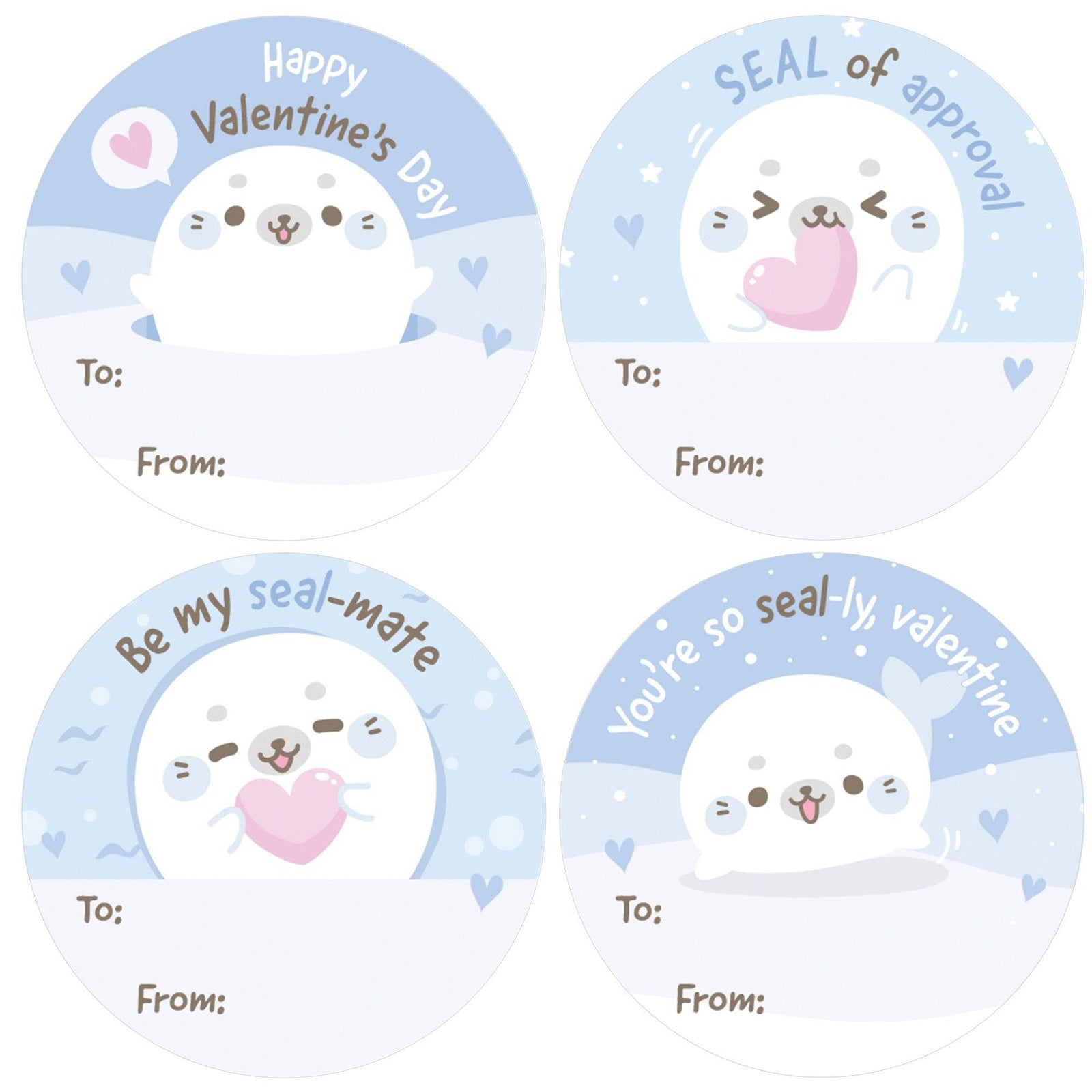 Valentine's Day Treat Stickers: Seals - 40 Circle Stickers - Distinctivs Party