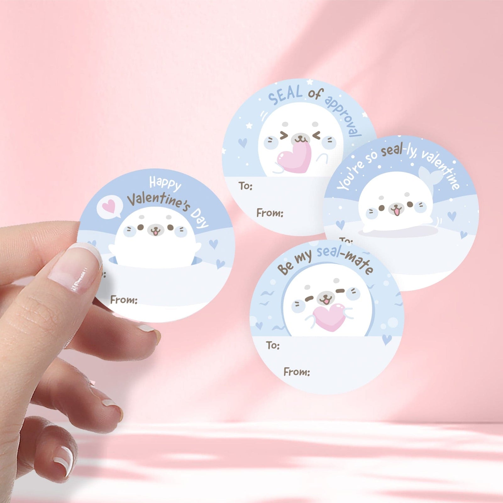 Valentine's Day Treat Stickers: Seals - 40 Circle Stickers - Distinctivs Party
