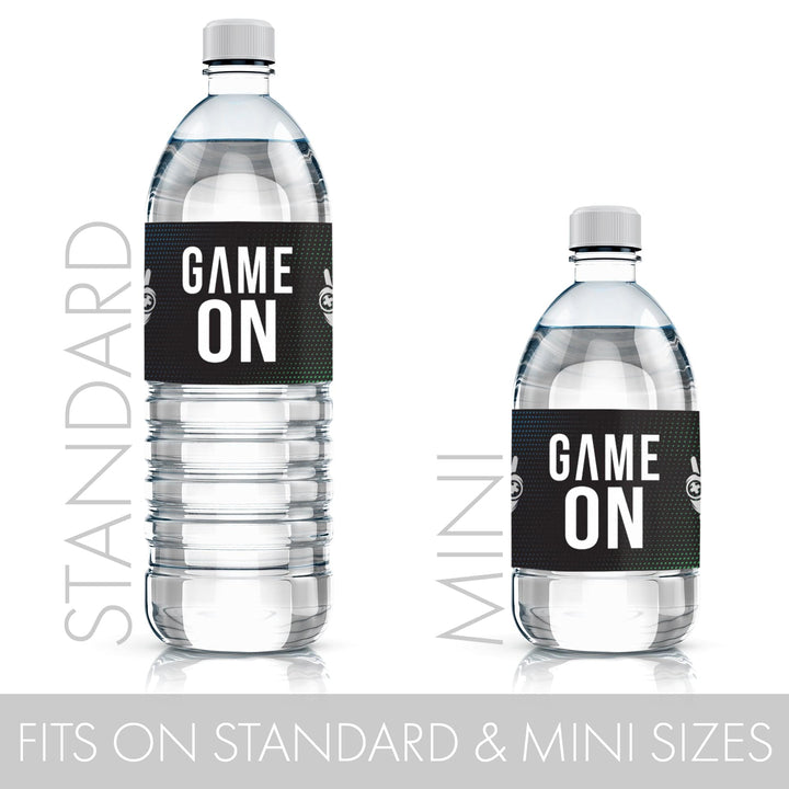 Video Gamer Birthday Party Water Bottle Labels - 24 Stickers