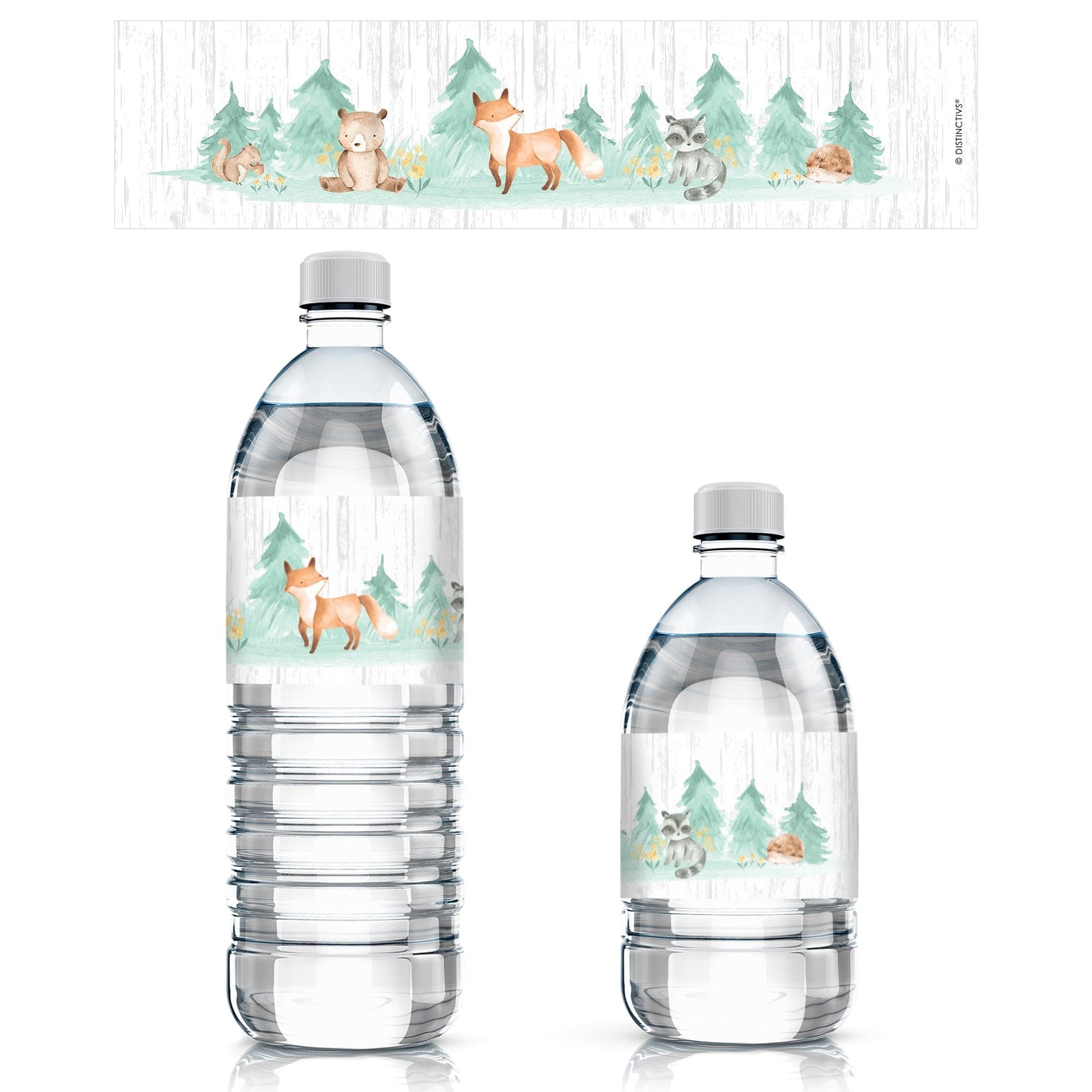 Watercolor Woodland Baby Shower Water Bottle Labels - 20 Count - Distinctivs Party