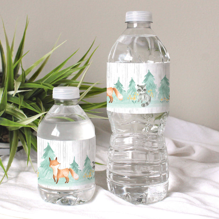 Watercolor Woodland Baby Shower Water Bottle Labels - 24 Count - Distinctivs Party