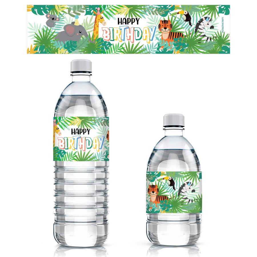 Wild Jungle Birthday Water Bottle Labels - Party Animals - 24 Stickers