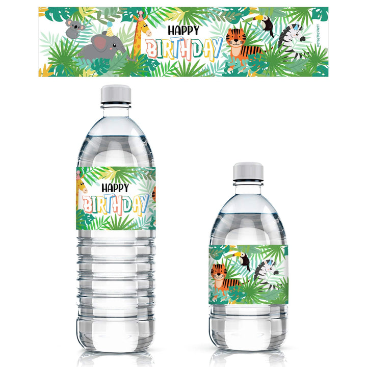 Wild Jungle Birthday Water Bottle Labels - Party Animals - 24 Stickers