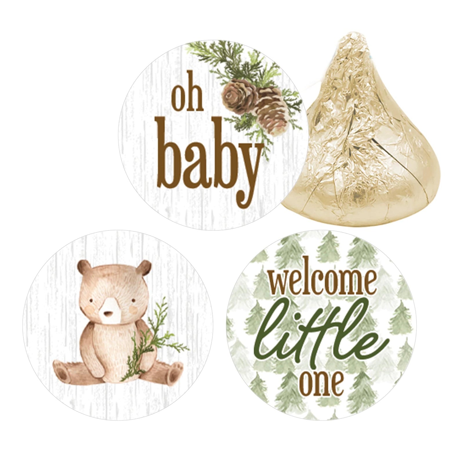 Woodland Bear: Baby Shower Baby Shower Favors  Fits on Hershey's Kisses - 180 Stickers - Distinctivs Party