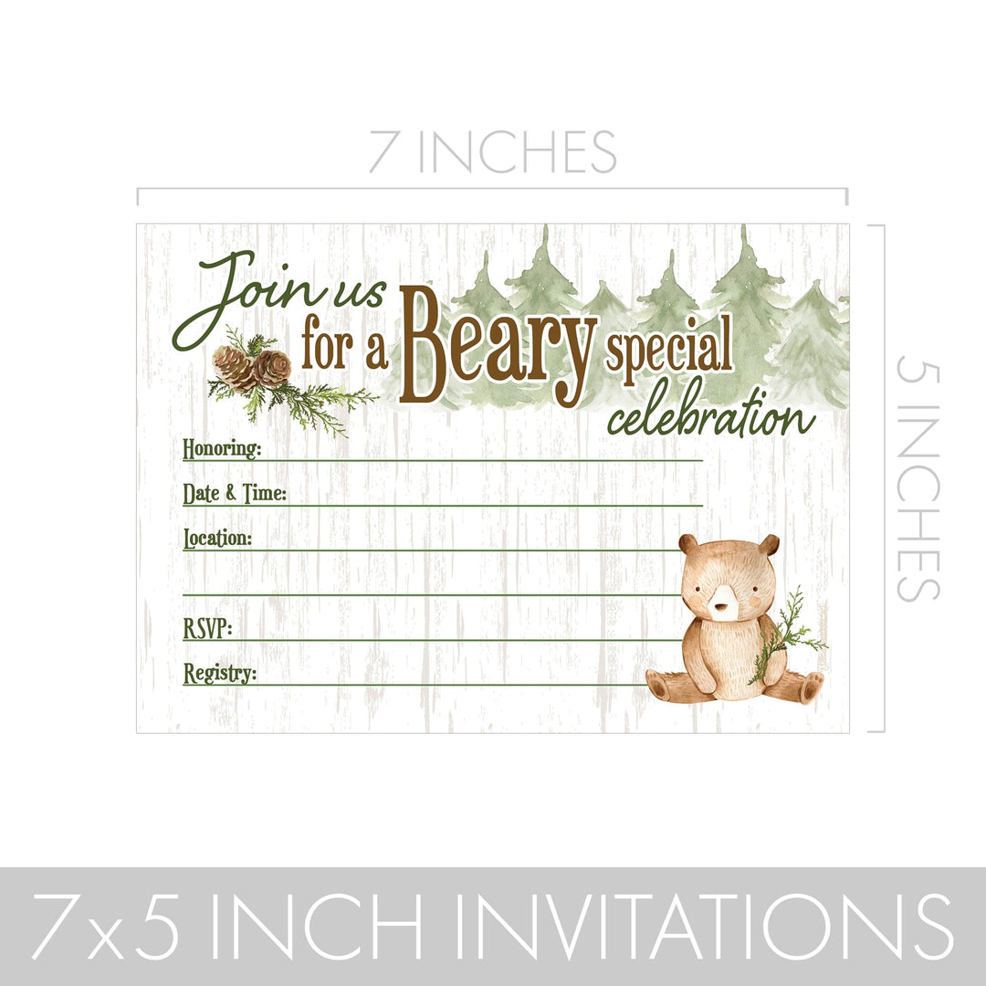 Woodland Bear Baby Shower Party Invitations – 10 Cards