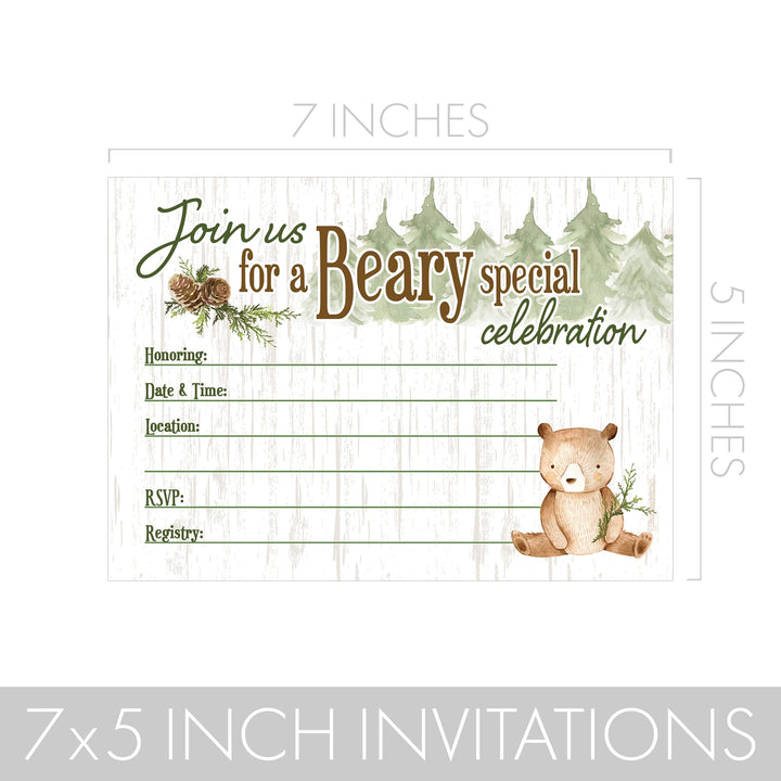 Woodland Bear Baby Shower Party Invitations – 10 Cards