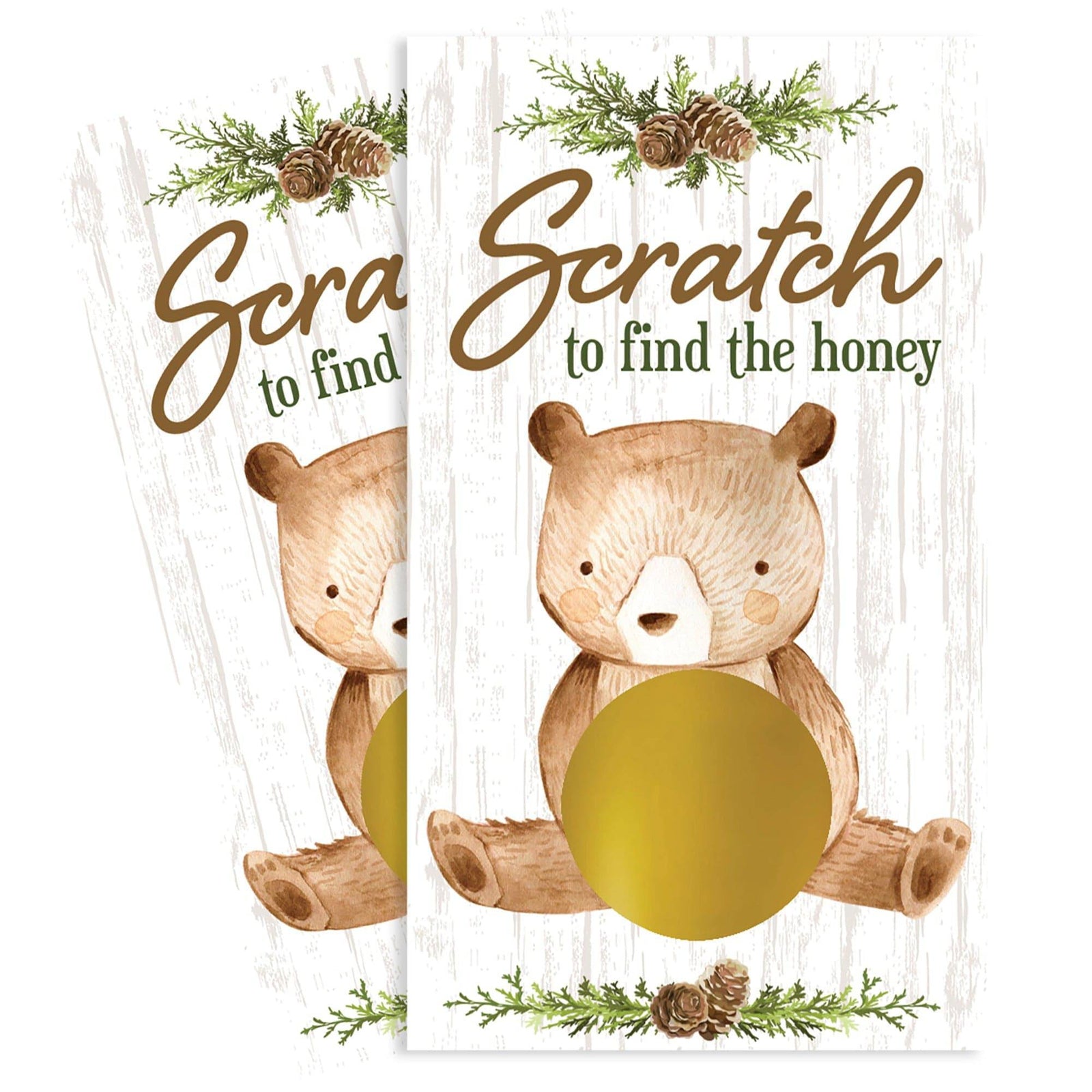 Woodland Bear: Baby Shower Scratch Off Game Cards - 28 Count - Distinctivs Party