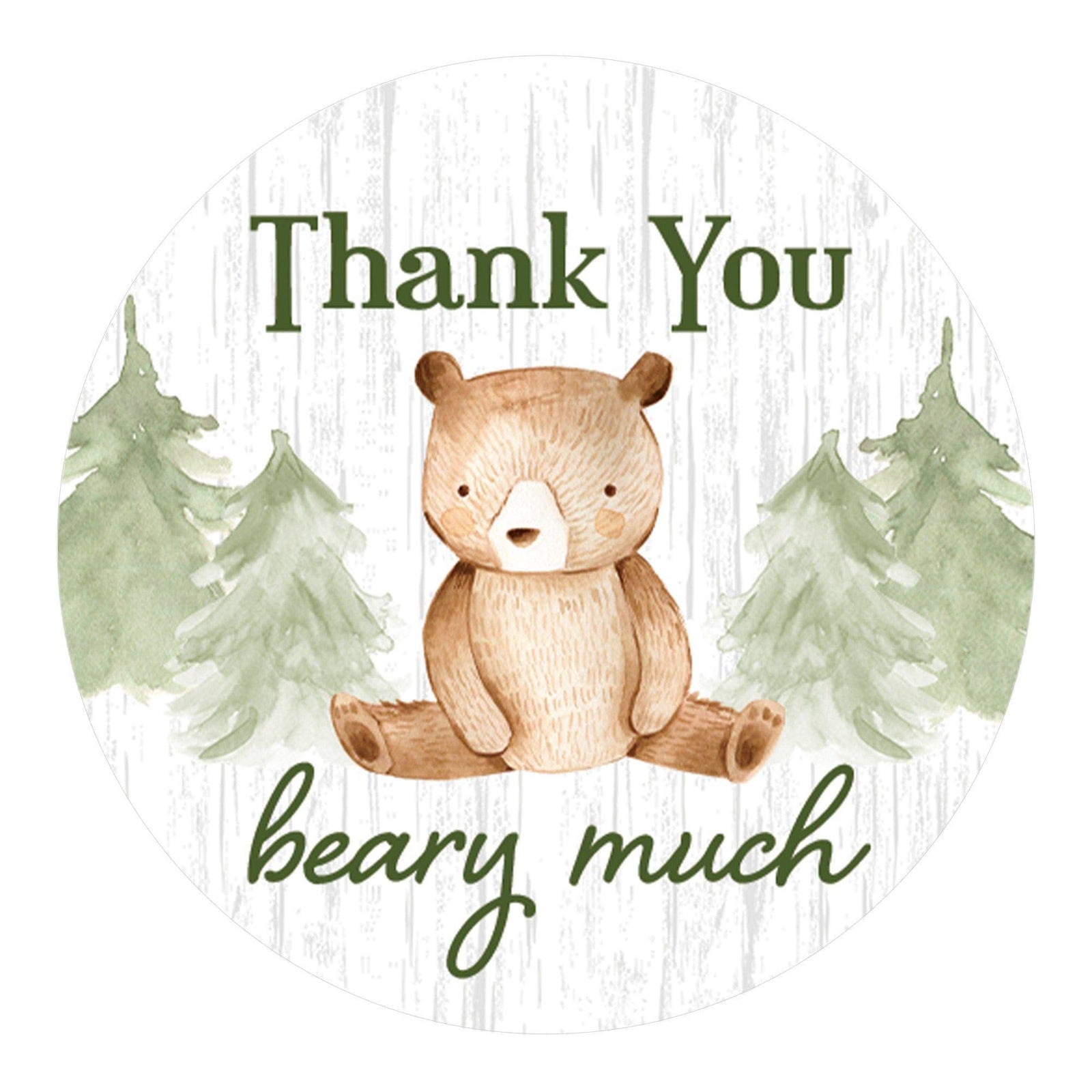Woodland Bear: Thank You Beary Much Stickers - 40 Stickers - Distinctivs Party